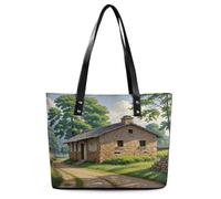 Outer House Tote Bag Large Soft Leather Purse with Zipper Lightweight Ladies Shoulder Handbag