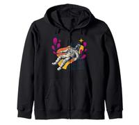 Outer Oasis Astronaut Retro Space Adventure Zip Hoodie