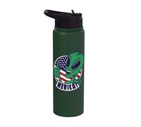 Outer Space Alien Independence Day 4th July USA Flag UFO Stainless Steel Insulated Water Bottle