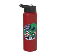 Outer Space Alien Independence Day 4th July USA Flag UFO Stainless Steel Insulated Water Bottle