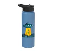 Outer Space Aliens Spaceship Alien Cat Lover Spacecraft UFO Stainless Steel Insulated Water Bottle