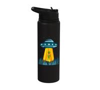 Outer Space Aliens Spaceship Alien Cat Lover Spacecraft UFO Stainless Steel Insulated Water Bottle
