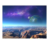 Outer Space Aquarium Background Fantasy Alien Planet Mountain and Nebula Terrarium Background Rocky Moon with Blue Atmosphere Fish Tank Background Outer Space Reptile Habitat Background 24x16in