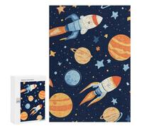 Outer-Space Astronaut Rocket Jigsaw Puzzle for Adult Fun Family Game