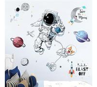 Outer Space Astronaut Wall Stickers, Peel and Stick Space Astronaut Wall Decals, Self Adhesive Wall Art Decals for Baby Nursery Kids Bedroom Playroom (30 x 90cm)
