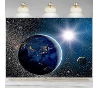 Outer Space Backdrop Universe Sunrise Banner Universe Planet Stars Photographic Background Birthday Party Decorations Photo 240X180cm