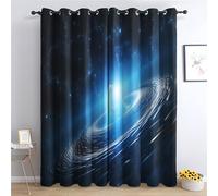Outer Space Bedroom Curtains Blackout - Blue Galaxy Universe Cosmic Milky Way Living Room Curtains 54x90 Eyelet - Soft Thermal Insulated Patterned Drapes for Windows - 2 Panels