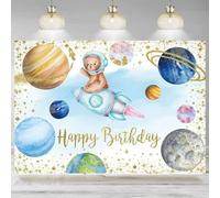 Outer Space Birthday Backdrop Universe Planet Star Galaxy Astronaut Rocket Party Decoration Banner Photography Background 240X180cm