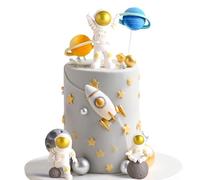 Outer Space Cake Toppers Astronaut Rocket Stars Cake Decorations for Two The Moon First Trip Around the Sun Birthday Baby Shower