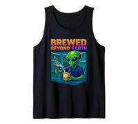 Outer Space Cosmic Galaxy UFO Alien Boba Bubble Tea Tank Top