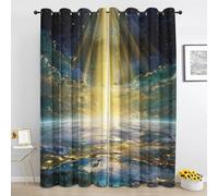 Outer Space Curtain for Living Room, Universe Galaxy Blackout Curtains for Bedroom, Starry Astronomy Window Treatment Room Darkening Eyelet Drapes 46 x 90 Inch 19 Panels Rb403