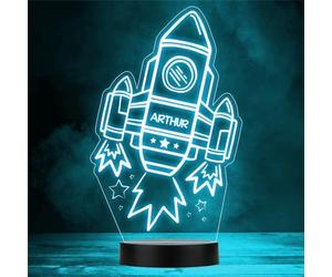 Outer Space Fan Rocket Stars Personalised Gift Any Colour LED Lamp Night Light | Personalised Gift For Home, Lamp Room Décor | Kids & Adults Night Lights With Name | Personalised Gift For Bedroom |