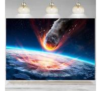 Outer Space Galaxy Backdrop Asteroid Impact On Earth Meteor Collision Photographic Background Theme Party Decoration Banner 300x200cm