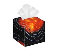 Outer Space Galaxy Solar System Print Leather Tissue Box Cover – Foldable Organizer for Bathroom, Living Room, Desk, Office, Car, and More