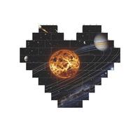 Outer Space Galaxy Solar System Printed Jigsaw Puzzle 10.8x12.8 CM, Heart-Shaped Puzzle Challenging Game for Adults Gifts, Family Fun Decorative Wall Decor