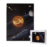 Outer Space Galaxy Solar System Printed Jigsaw Puzzle with Storage Box, Wooden Puzzle for Adults and Kids, 500 Pieces Family Fun Decorative Game, 38x52 CM