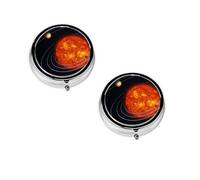 (Outer Space Galaxy Solar System) Round Pill Box with 3 Compartment Small Pill Organizer Portable Pill Case Vitamin Containers, Travel Essentials 4.6x4.6x1.8 cm