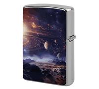 Outer Space Galaxy Universe Lighter Case Metal Protective Cover with Double-Sided Art Design, Cool Lighters Pouch Shockproof Lighter Cover for Men Women Gifts, Lighters Not Included