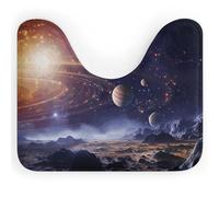 Outer Space Galaxy Universe Toilet Rugs U Shaped Washable, Extra-Soft Plush Bath Mat 20 X 16 Inch Non Slip Toilet Floor Mat Quick Dry Super Absorbent Bathroom Rugs Microfiber Toilet Carpet