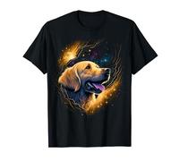 Outer Space Goldie on Galaxy Astronaut Golden Retriever T-Shirt