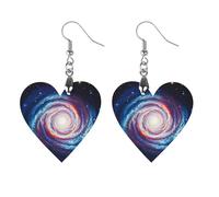 Outer Space Nebula Gas Cloud Wooden Earrings for Women, Vintage Elegant Wood Jewelry, Lightweight Earrings for Wedding, Party, Everyday Jewelry Gift, Love, Wood, wood