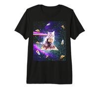 Outer Space Pizza Cat - Rainbow Laser, Taco, Burrito Premium T-Shirt