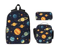 Outer Space Planet Backpack Set for Girls Boys with Lunch Bag Pencil Case Solar System 3 Pieces School Bags Insulated Lunchbox Gifts for Women Men