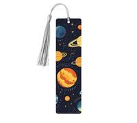 Outer Space Planet Bookmark Solar System Wooden Bookmark with Tassel Book Mark for Women Men Reading Page Markers Gifts for Book Lovers