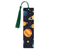 Outer Space Planet Bookmark Solar System Wooden Bookmark with Tassel Book Mark for Women Men Reading Page Markers Gifts for Book Lovers