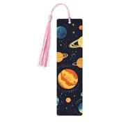 Outer Space Planet Bookmark Solar System Wooden Bookmark with Tassel Book Mark for Women Men Reading Page Markers Gifts for Book Lovers