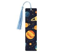 Outer Space Planet Bookmark Solar System Wooden Bookmark with Tassel Book Mark for Women Men Reading Page Markers Gifts for Book Lovers