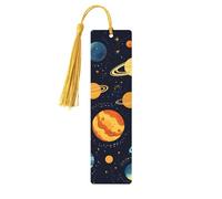Outer Space Planet Bookmark Solar System Wooden Bookmark with Tassel Book Mark for Women Men Reading Page Markers Gifts for Book Lovers