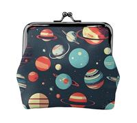 Outer Space Planet print Coin Purse Small Change Purse Card Holder Coin Pouch Small Wallet for Women and Men, Black, One Size, Vintage