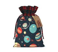 Outer Space Planet Print Festive Christmas Drawstring Gift Bags For Xmas Decorative Present Wrapping Needs