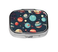 Outer Space Planet Print Pill Box Portable Pill Case Holde Organizer for Purse Pocket Travel Gifts