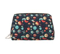 Outer Space Planet Print Stylish Cosmetic Bag for Women Travel Daily Use Vanity Pouch Toiletry Storage