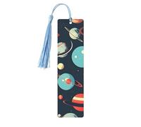 Outer Space Planet Print Wooden Bookmarks Beautiful Notebook Accessories for Men Women Book Lovers