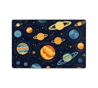Outer Space Planet Rug for Living Room Bedroom Solar System Carpet with Anti-Skid Backing Washable Flannel Area Rugs for Home Office Decor 60x90cm
