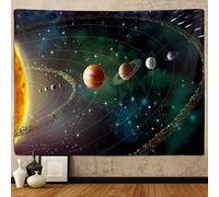 Outer Space Planet Tapestry, Universe Galaxy Solar System Earth Art Tapestries Wall Hanging for Men Kids Bedroom College Dorm Living Room Office Science Decor 80X60, Cool Hippie Poster Blanket