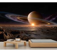 Outer Space Planets Murals, Stunning Space Scene Art Deco Wallpaper, Space Universe Galaxy Wallpaper Bedroom for Bedroom Living Room Sofa TV Background Large Wall Mural Poster 150 X 105 cm