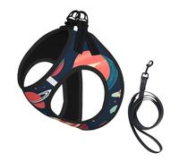 Outer Space Planets print Dog Harness and Leash Set, Reflective Adjustable Puppy Vest for Small Medium Large Dogs, Cats