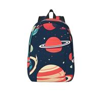 Outer Space Planets Print Lightweight Backpack Vintage Rucksack Laptop Compartment Travel Outdoor Daily Use