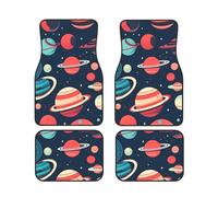 Outer Space Planets Print Vehicle Accessories Foot Mat Set 4 Pieces Floor Mats Protection Vans Sedans Trucks
