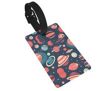 Outer Space Planets Printed Small Luggage Tags Portable Bag ID Holders with Adjustable Strap for Travel Gear