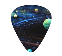 Outer Space Planets Printed Triangle Guitar Picks 12 Pcs Novelty Guitar Plectrums for Bass, Electric, Acoustic Guitar