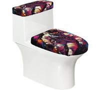 Outer Space Print Bathroom Toilet Lid Cover, Washable Toilet Lid Set,Fits Most Round,Oblong Lids