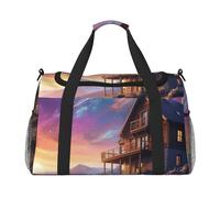 outer space Print Travel Duffel Bag for Men & Women, Foldable Travel Bags and Spacious Weekender Tote Bag for Storage Toiletry Luggage Personal Item, Black, L