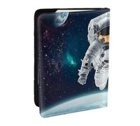 Outer Space Rocket Astronaut Cosmic Planet System Printed Passport Holder,Travel Pu Leather Passport Cover Case Organiser for Men Women,6.5 Inch
