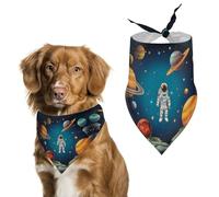 Outer Space Rocket Astronaut Dog Bandana Washable & Adjustable Triangle Scarf, Breathable Pet Scarf for Small Medium Large Pets, Cute Fashion Pet Accessory