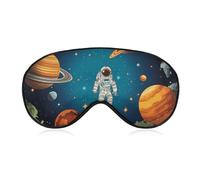 Outer Space Rocket Astronaut Eye Masks Sleeping Detachable Breathable Eye Cover Soft Block Light Sleep Mask for Women Men, Relaxing Pressure Night Blindfold